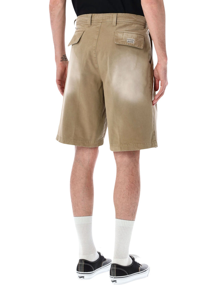 Erl pleated cotton chino shorts Beige