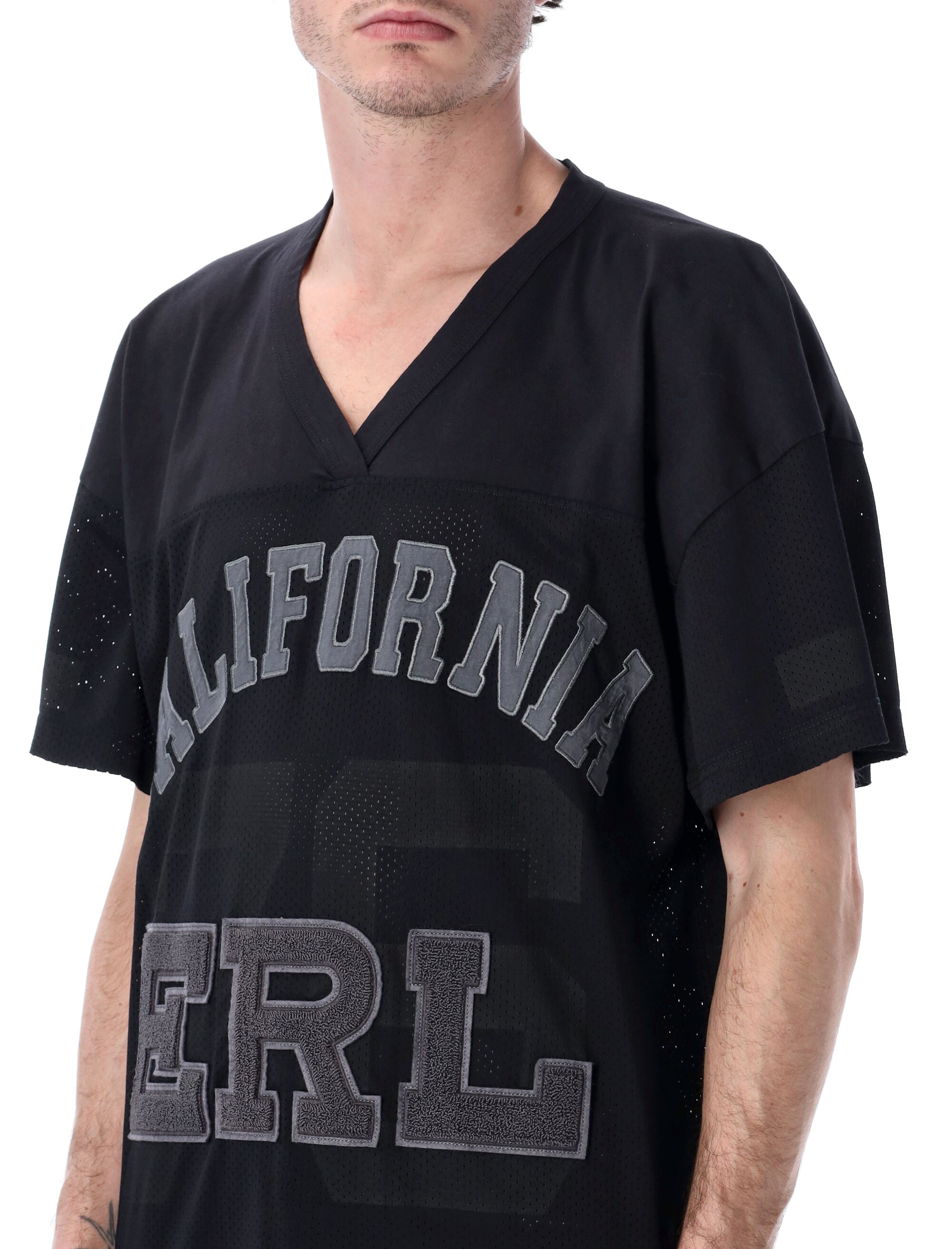 ERL mesh Football T-shirt Black Cotton