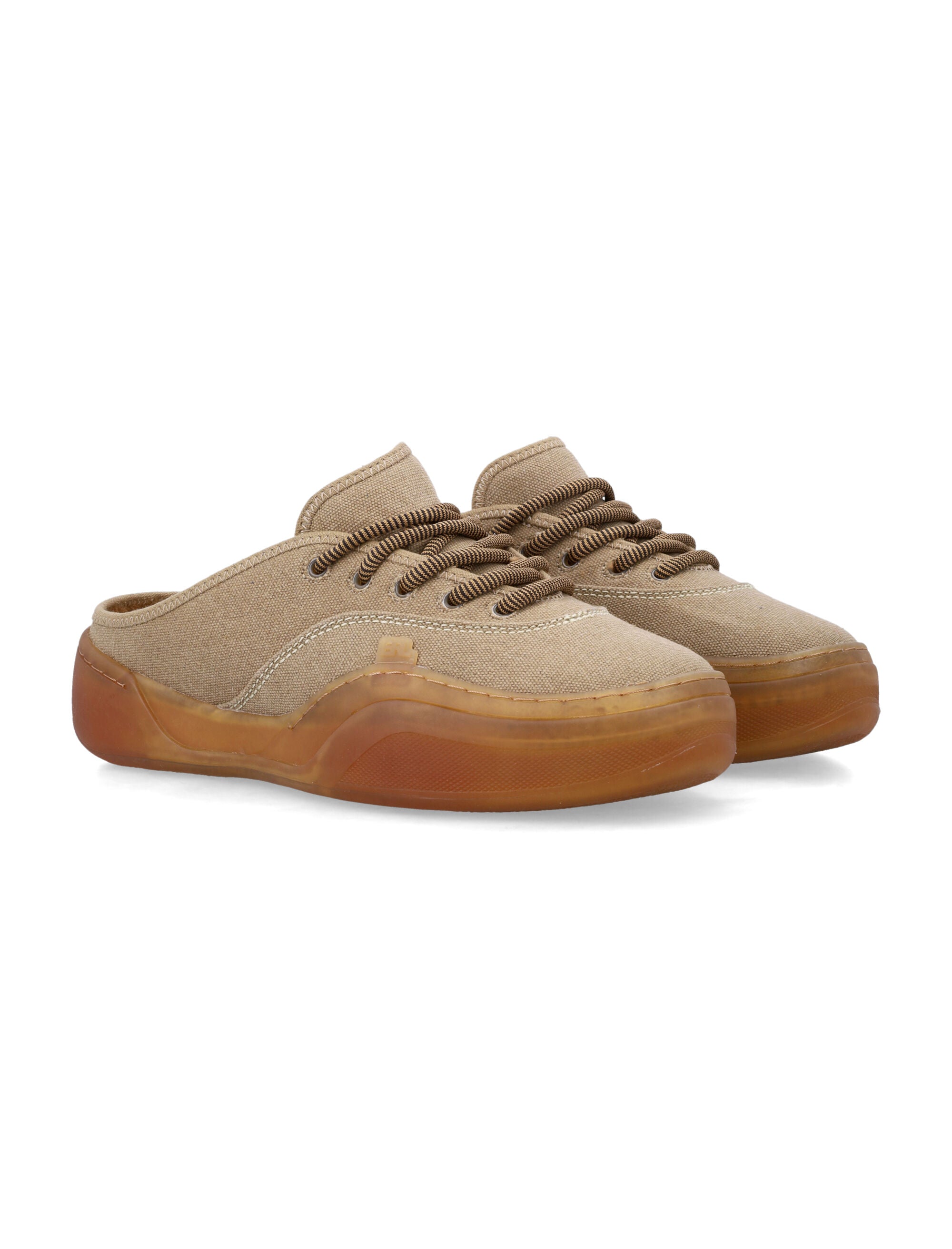 ERL Canvas Mule Sneakers Brown Cotton Midsole