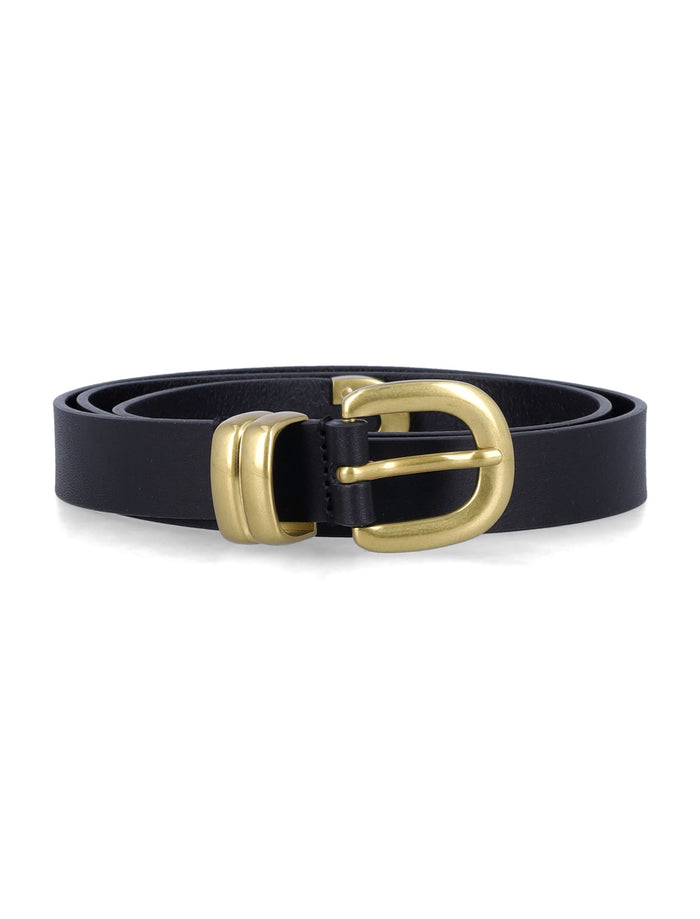 Zoilo Leather Belt With Gold Buckle Black Cow Sneaker