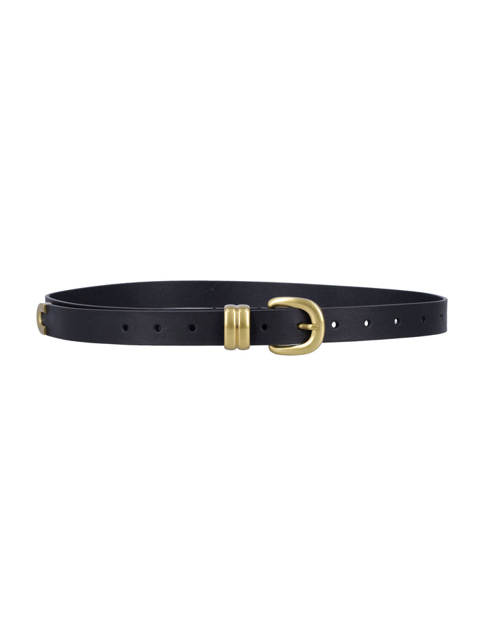 Zoilo Leather Belt With Gold Buckle Black Cow Sneaker