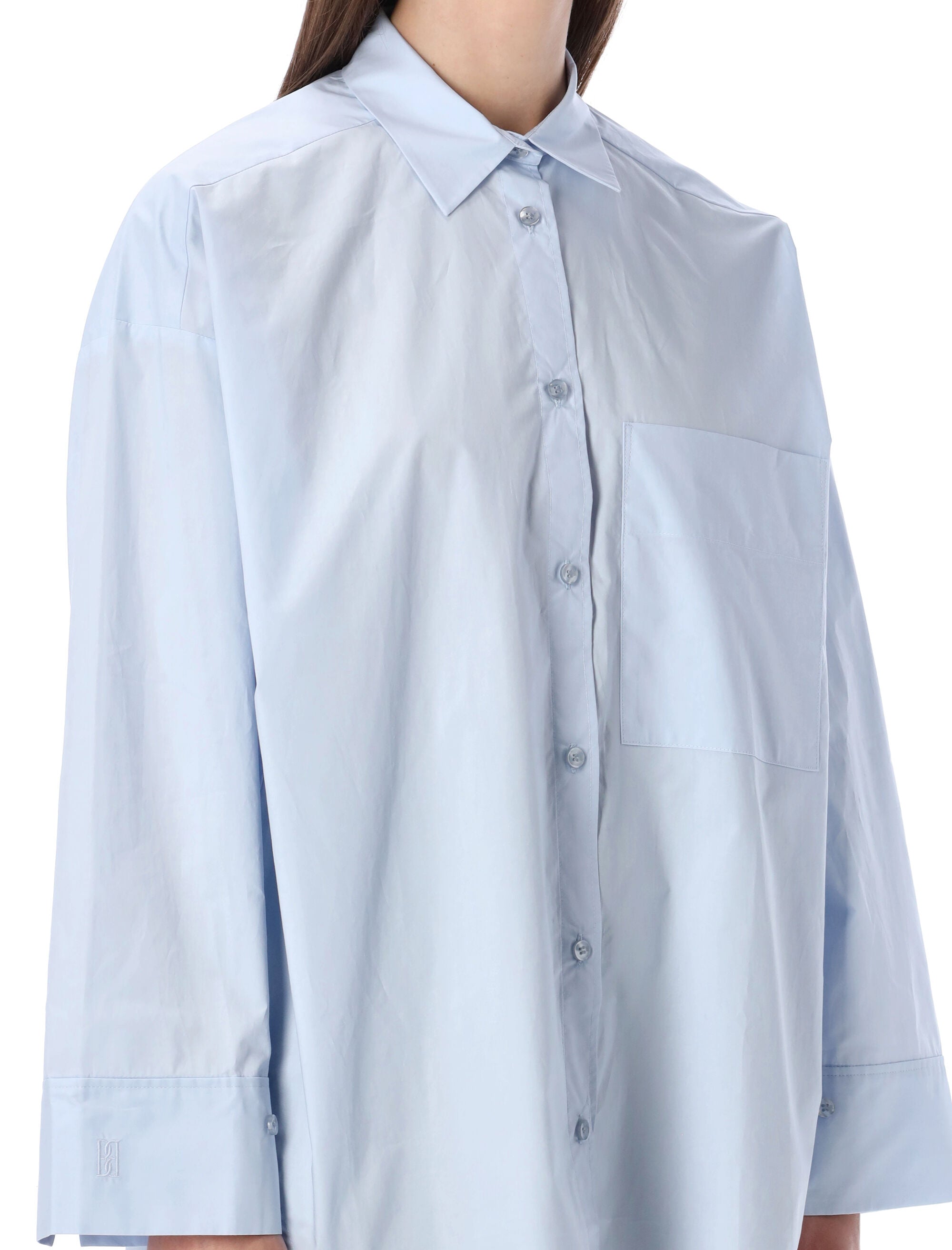 By Malene Birger Derris oversized shirt Pervinca Light Blue Cotton Organic