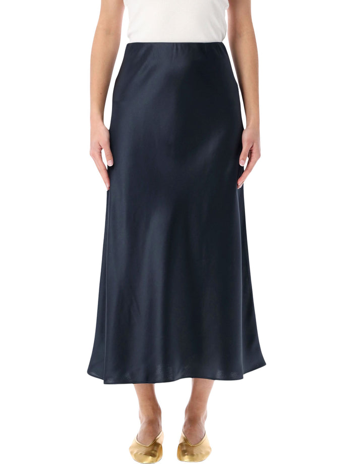 By Malene Birger satin midi skirt Night Sky Blue Acetate