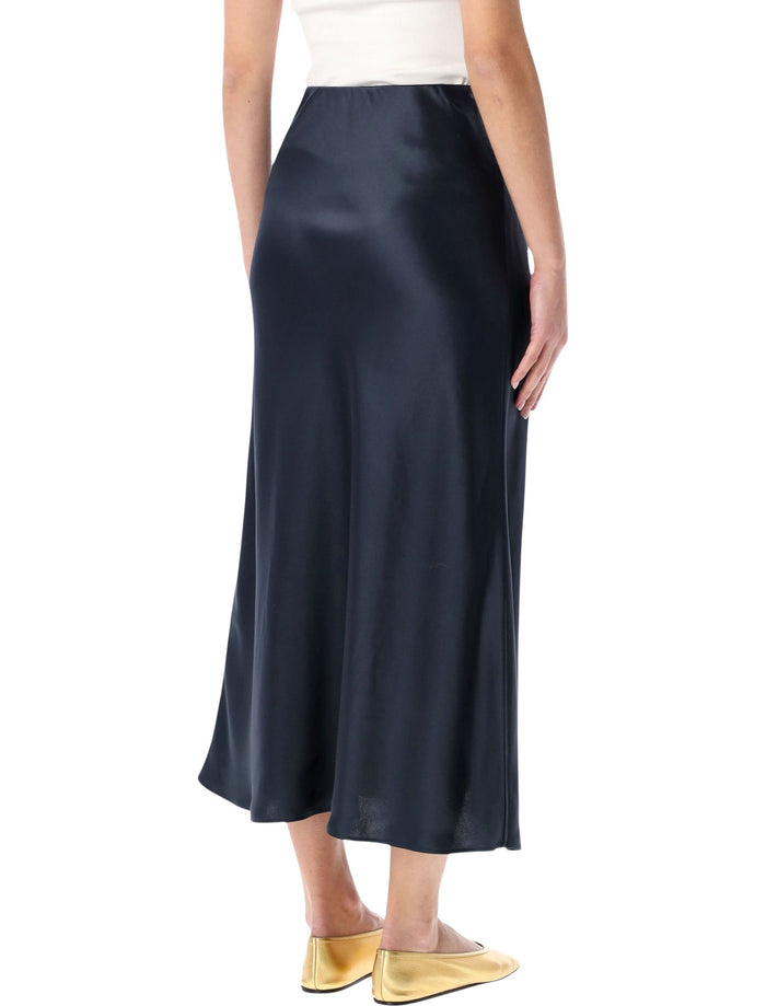 By Malene Birger satin midi skirt Night Sky Blue Acetate