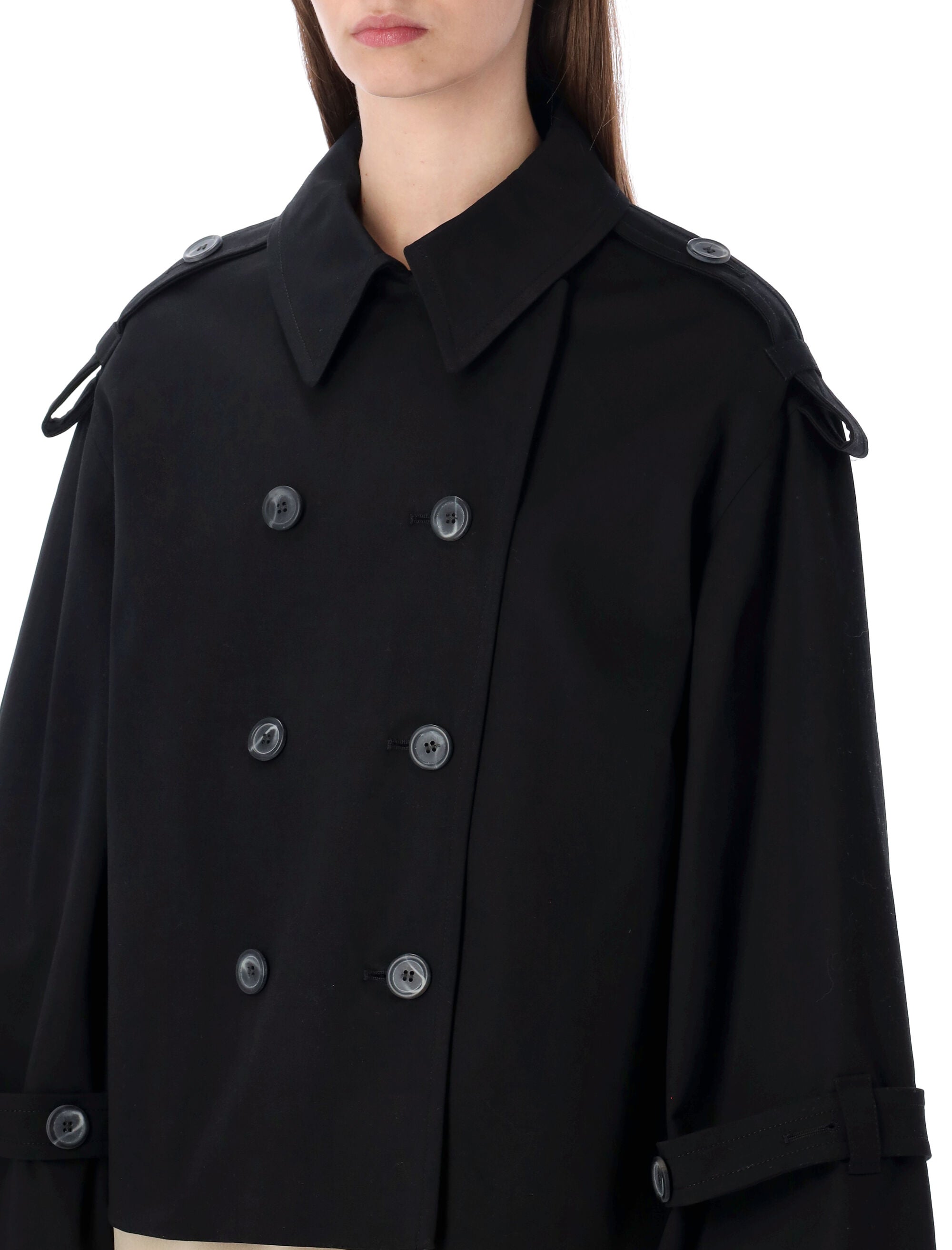 By Malene Birger Alisandra Oversized Trench Jacket Black Cotton Organic