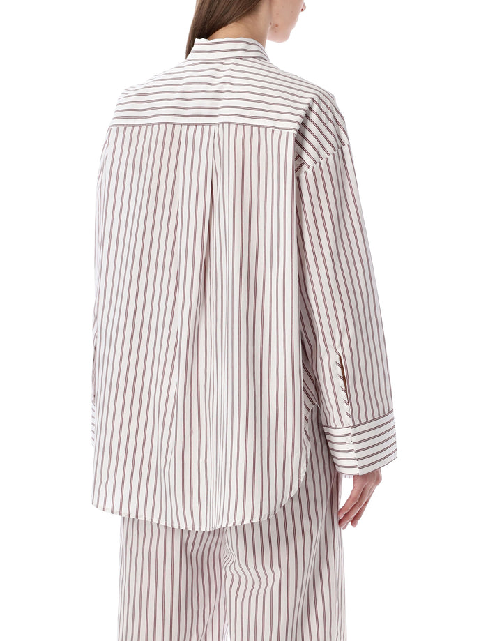By Malene Birger oversized striped Derris shirt Cabernet Stripe Cotton Organic