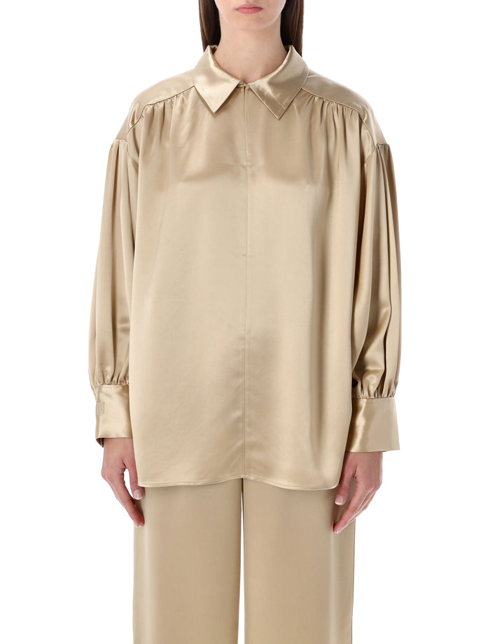 By Malene Birger Leonora Satin Blouse Old Beige Acetate