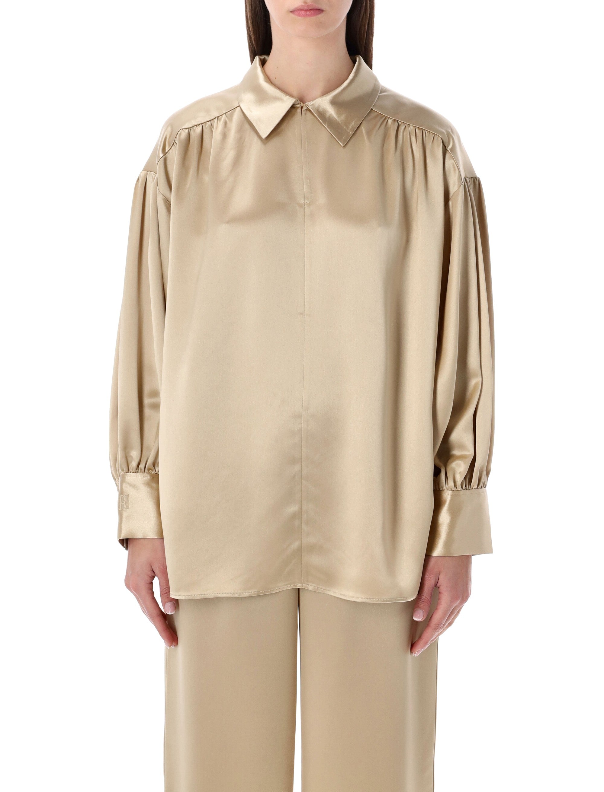 By Malene Birger Leonora Satin Blouse Old Beige Acetate