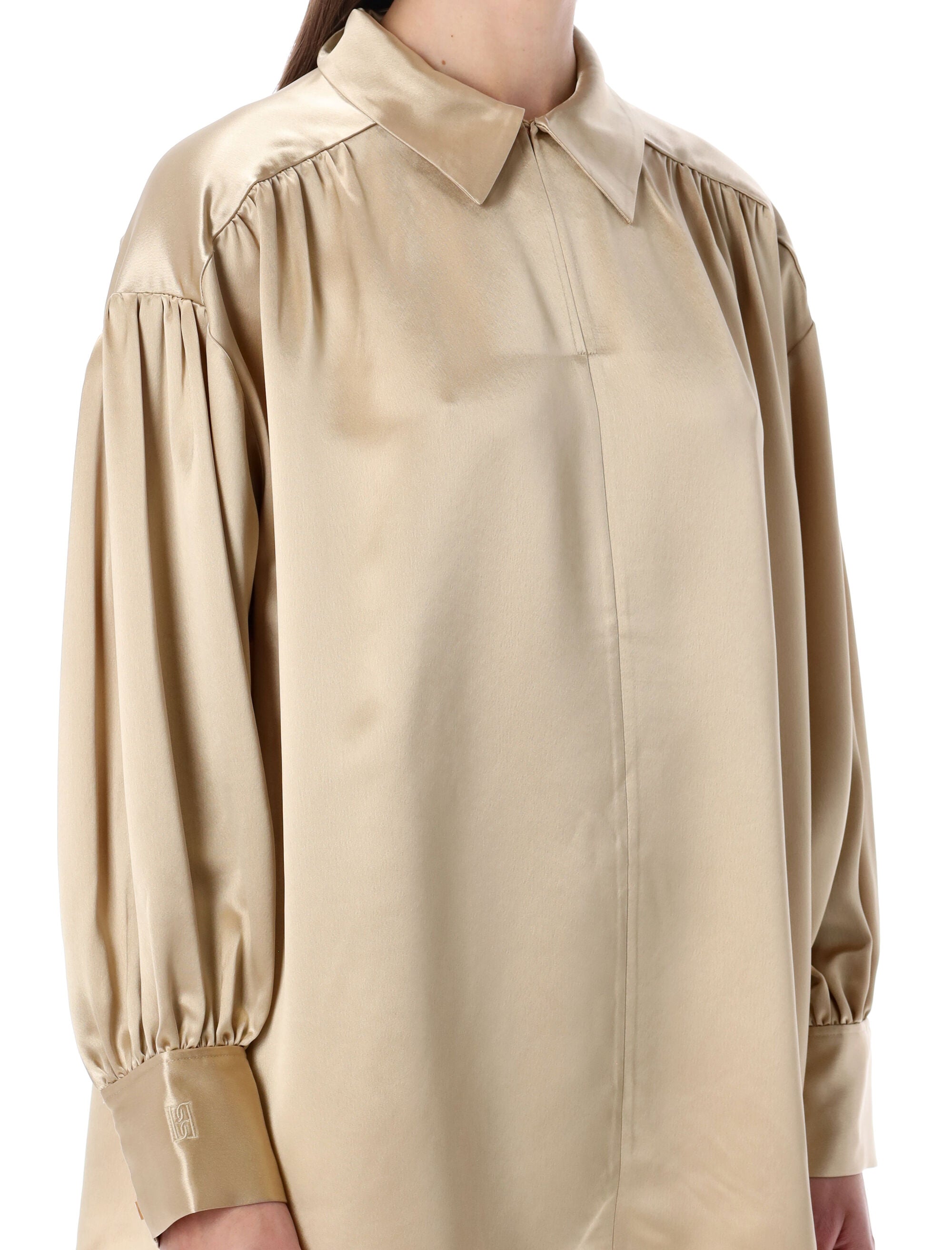 By Malene Birger Leonora Satin Blouse Old Beige Acetate