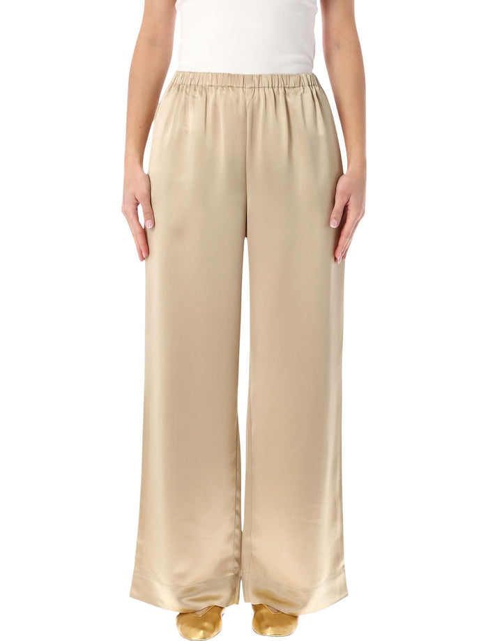 By Malene Birger Cabello Satin Wide-Leg Trousers Old Beige Acetate