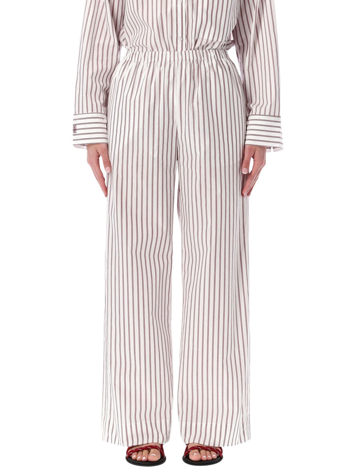 By Malene Birger Cabello striped wide-leg trousers Cabernet Stripe Cotton Organic Pant