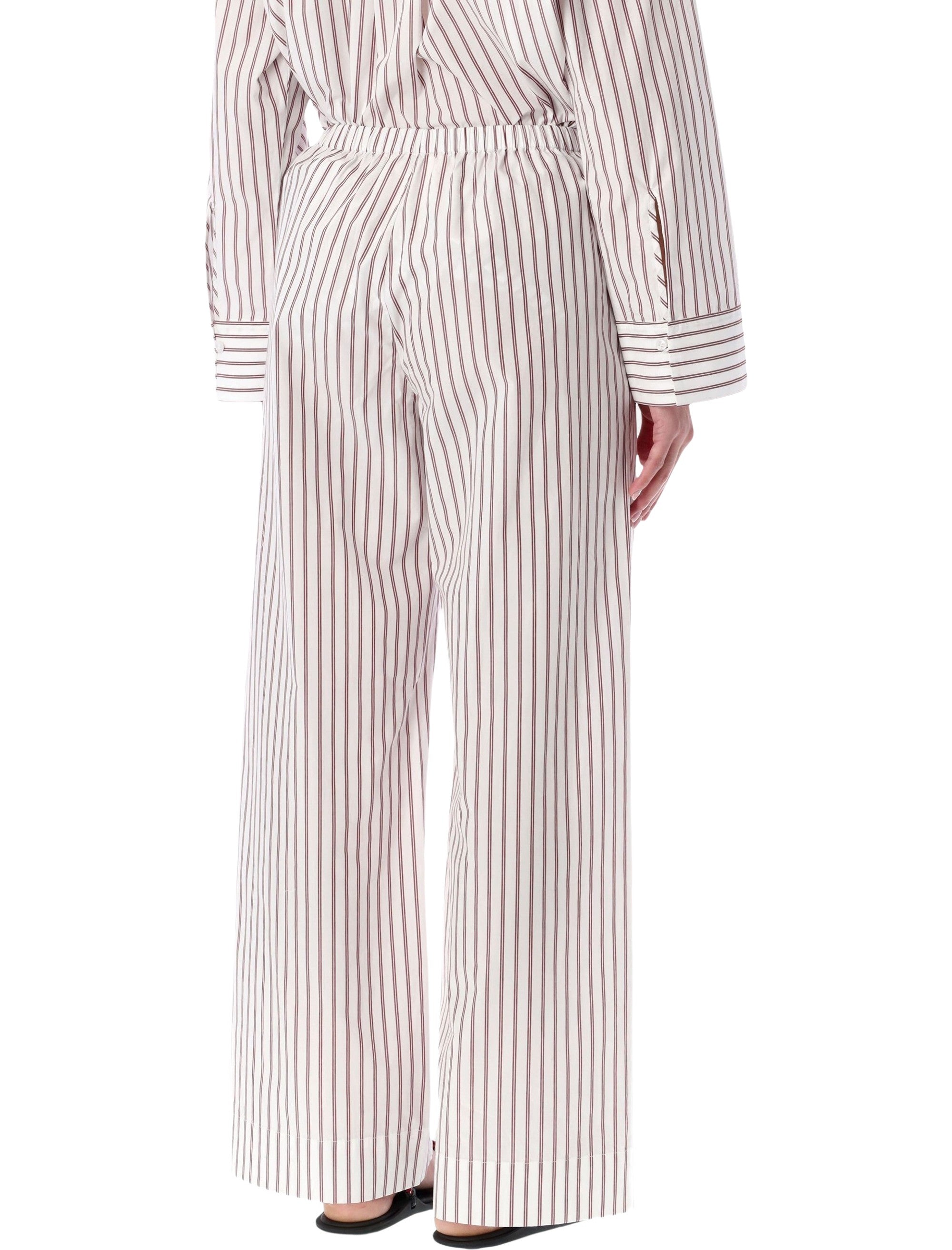 By Malene Birger Cabello striped wide-leg trousers Cabernet Stripe Cotton Organic Pant