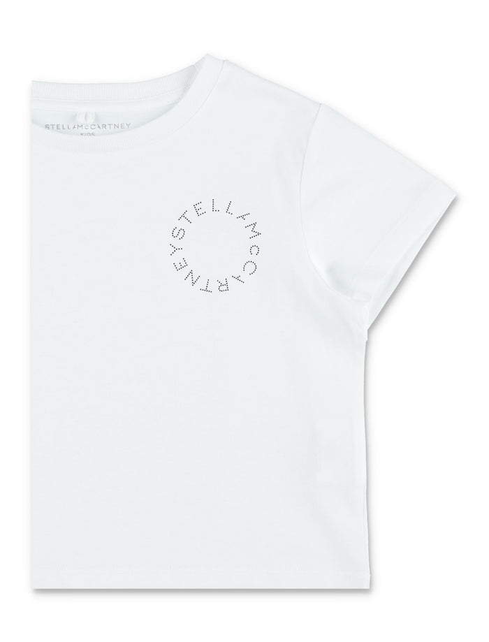Stella McCartney Kids circle logo cropped t-shirt White Cotton