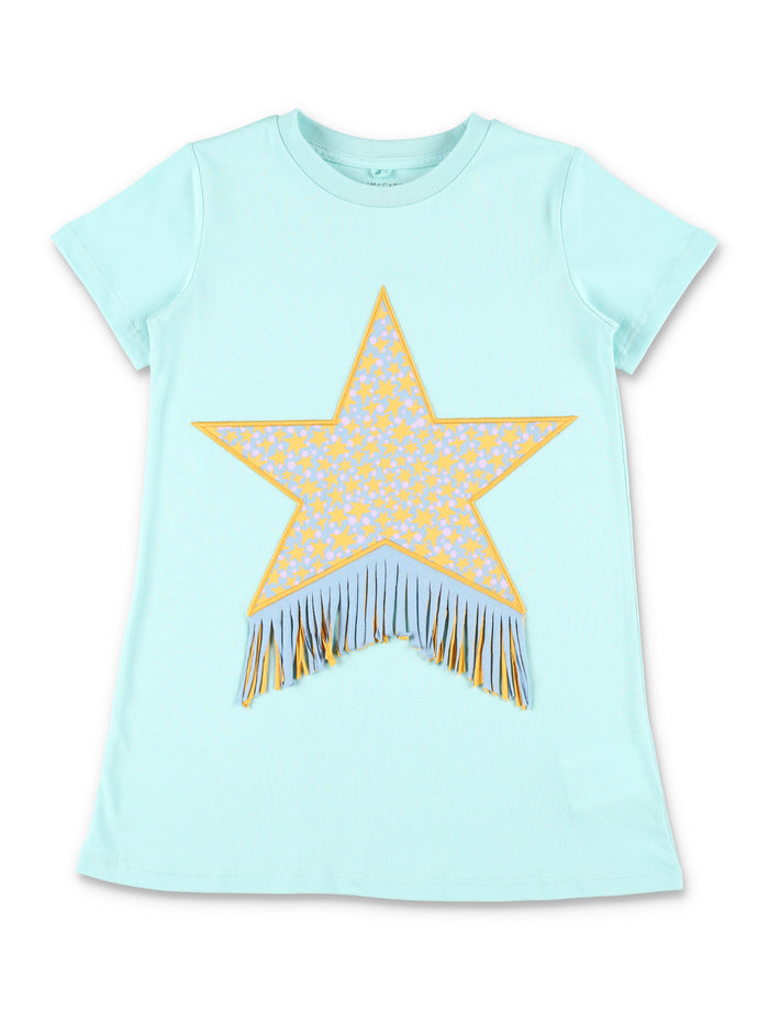 Stella McCartney Kids Starfish graphic dress Light Blue Cotton