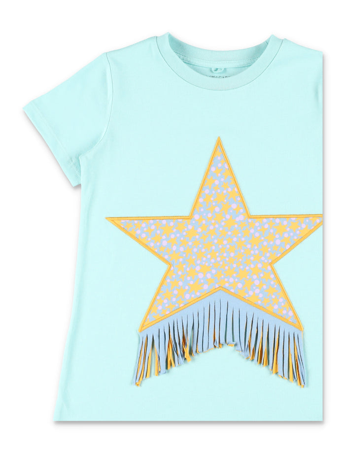 Stella McCartney Kids Starfish graphic dress Light Blue Cotton