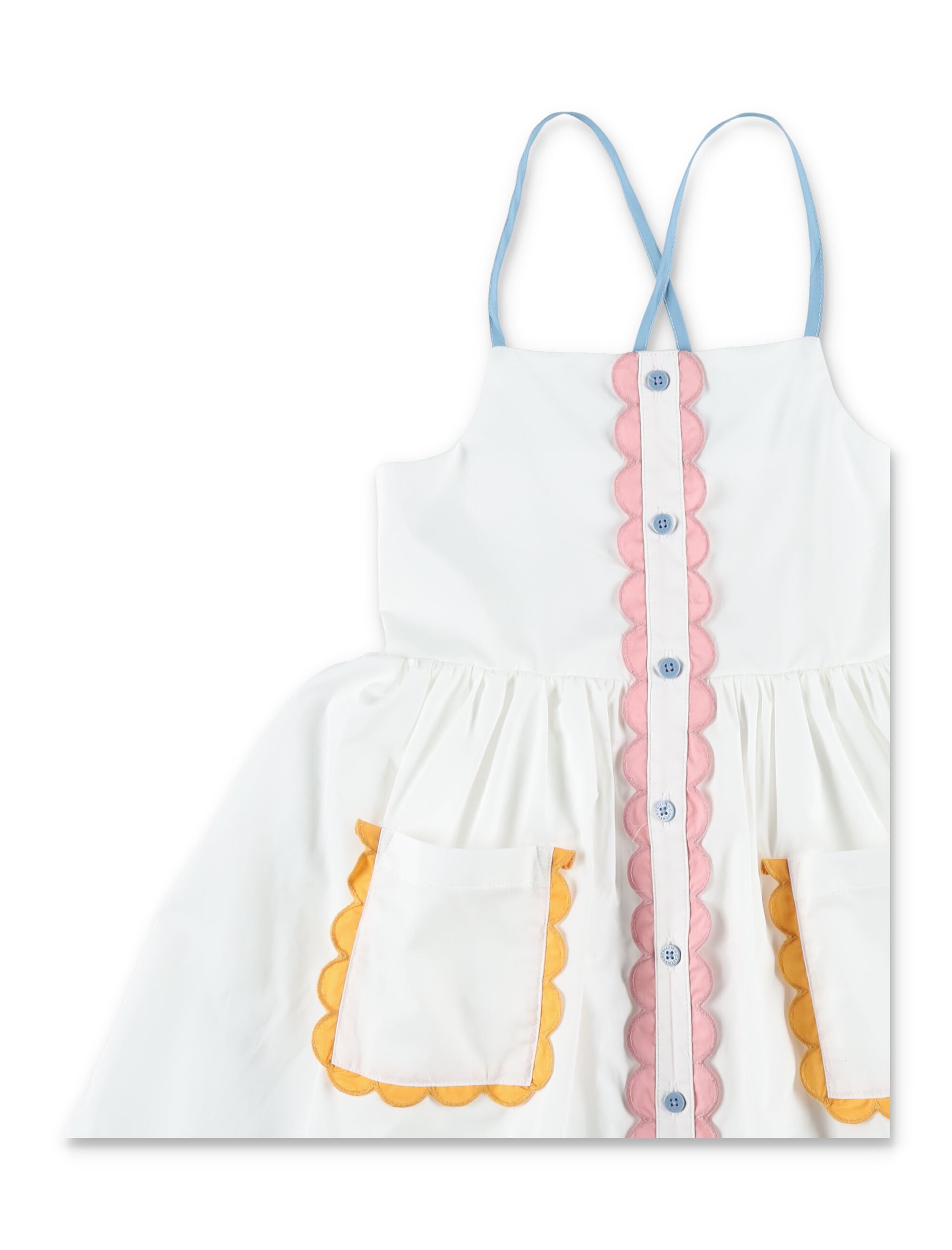 Stella McCartney Kids Pinafore dress with pockets for girls White Cotton