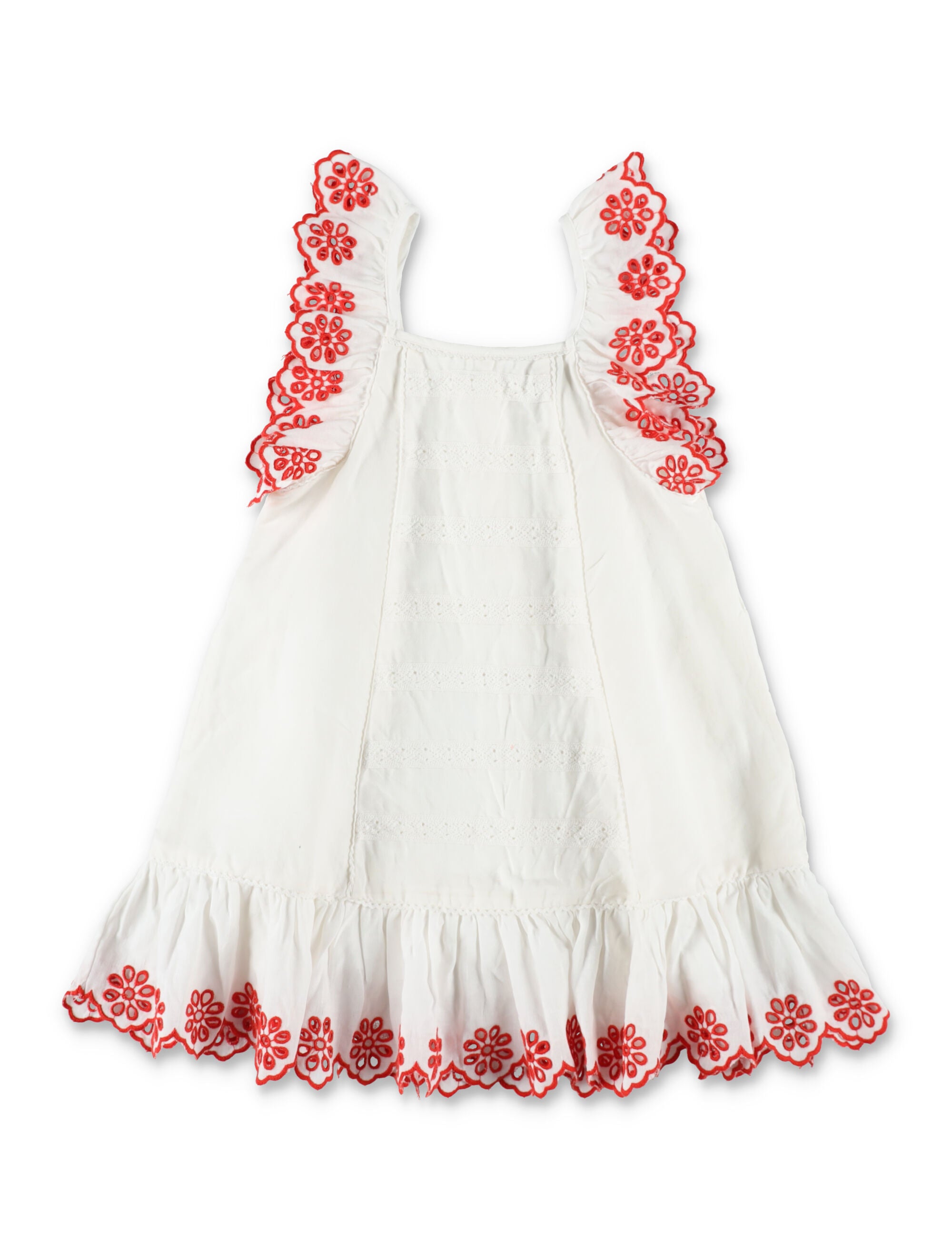 Stella McCartney Kids embroidered linen-cotton dress Ivory