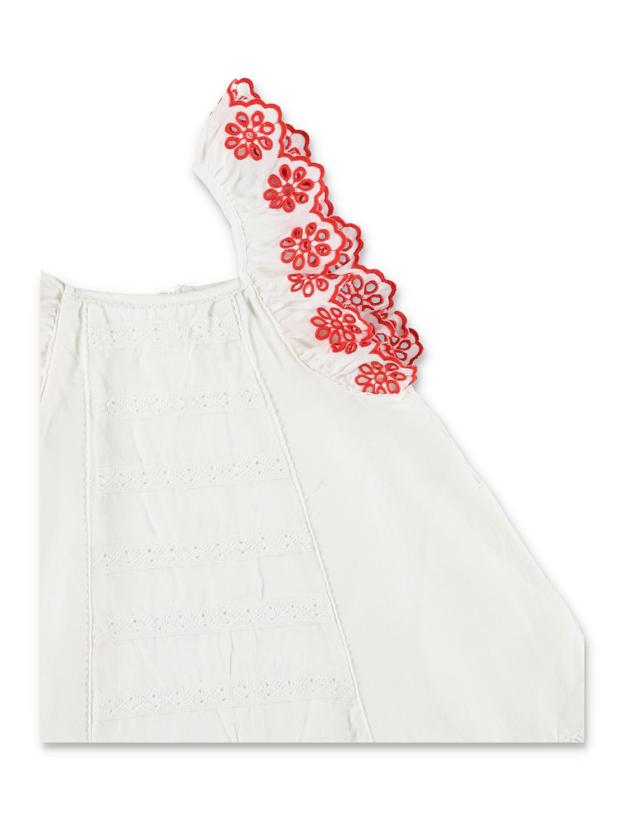 Stella McCartney Kids embroidered linen-cotton dress Ivory