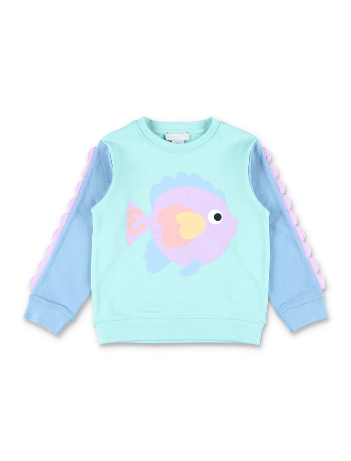 Stella McCartney Kids fish graphic sweatshirt & shorts set Light Blue Cotton