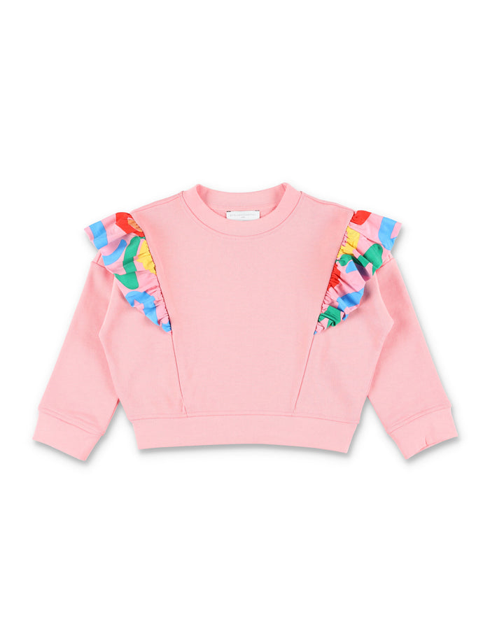 Stella McCartney Kids frill-trim cropped sweatshirt Pink Cotton