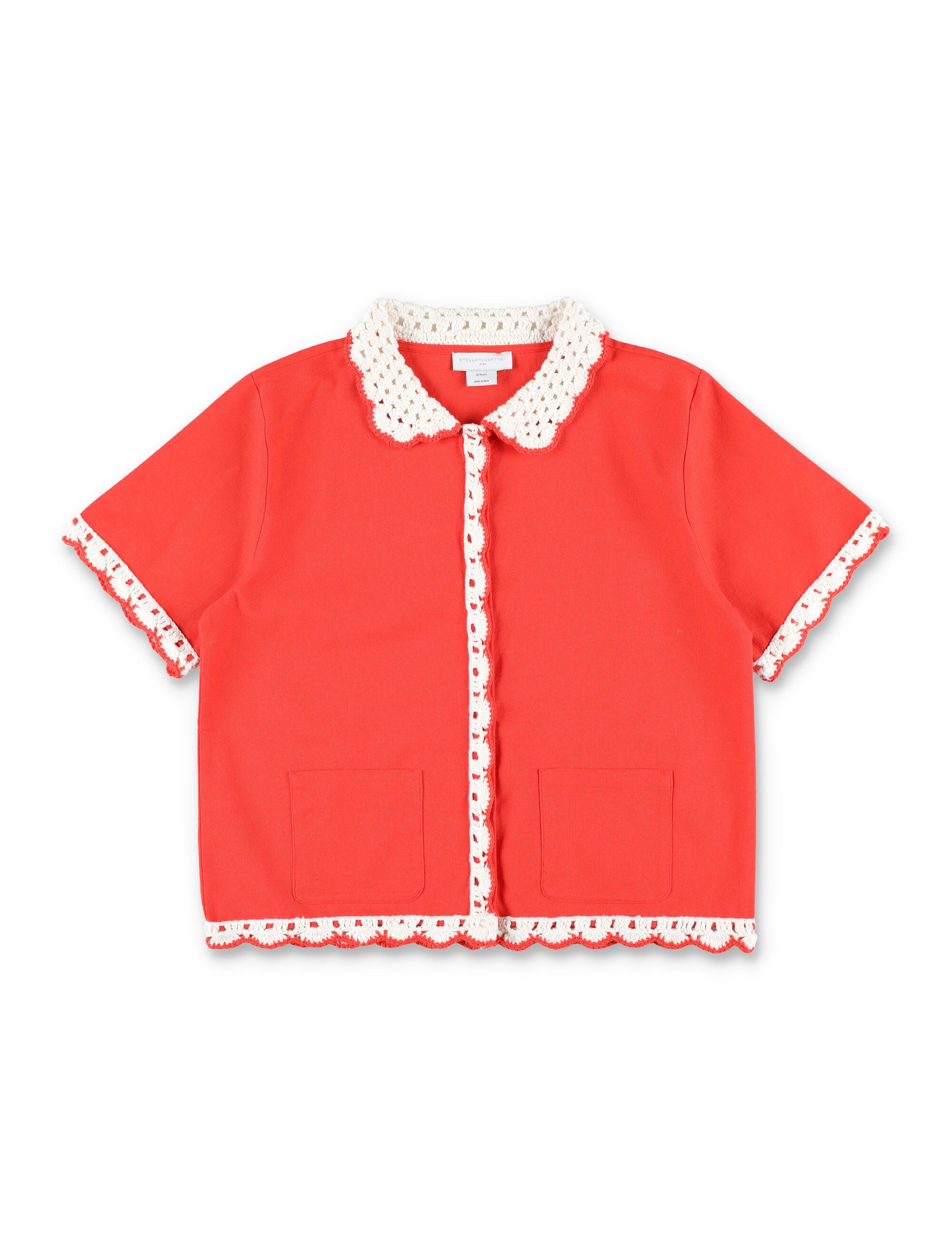 Stella McCartney Kids organic cotton crochet trim top Red Shirt