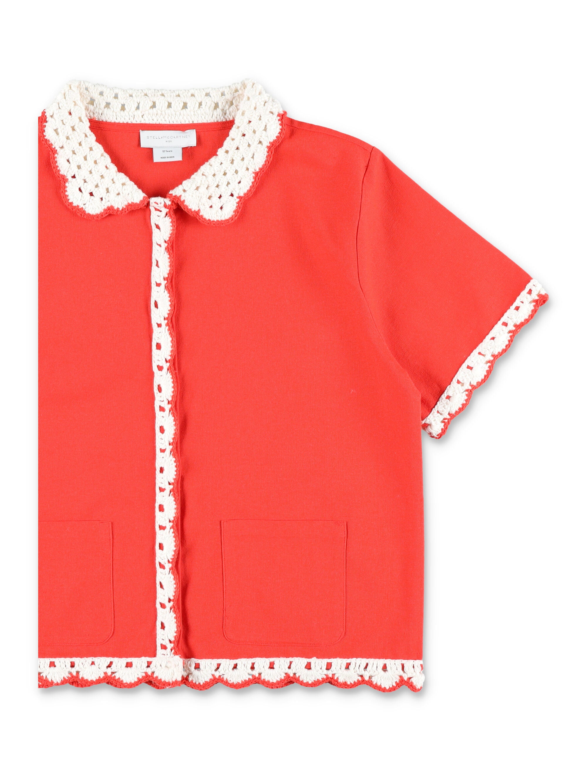 Stella McCartney Kids organic cotton crochet trim top Red Shirt