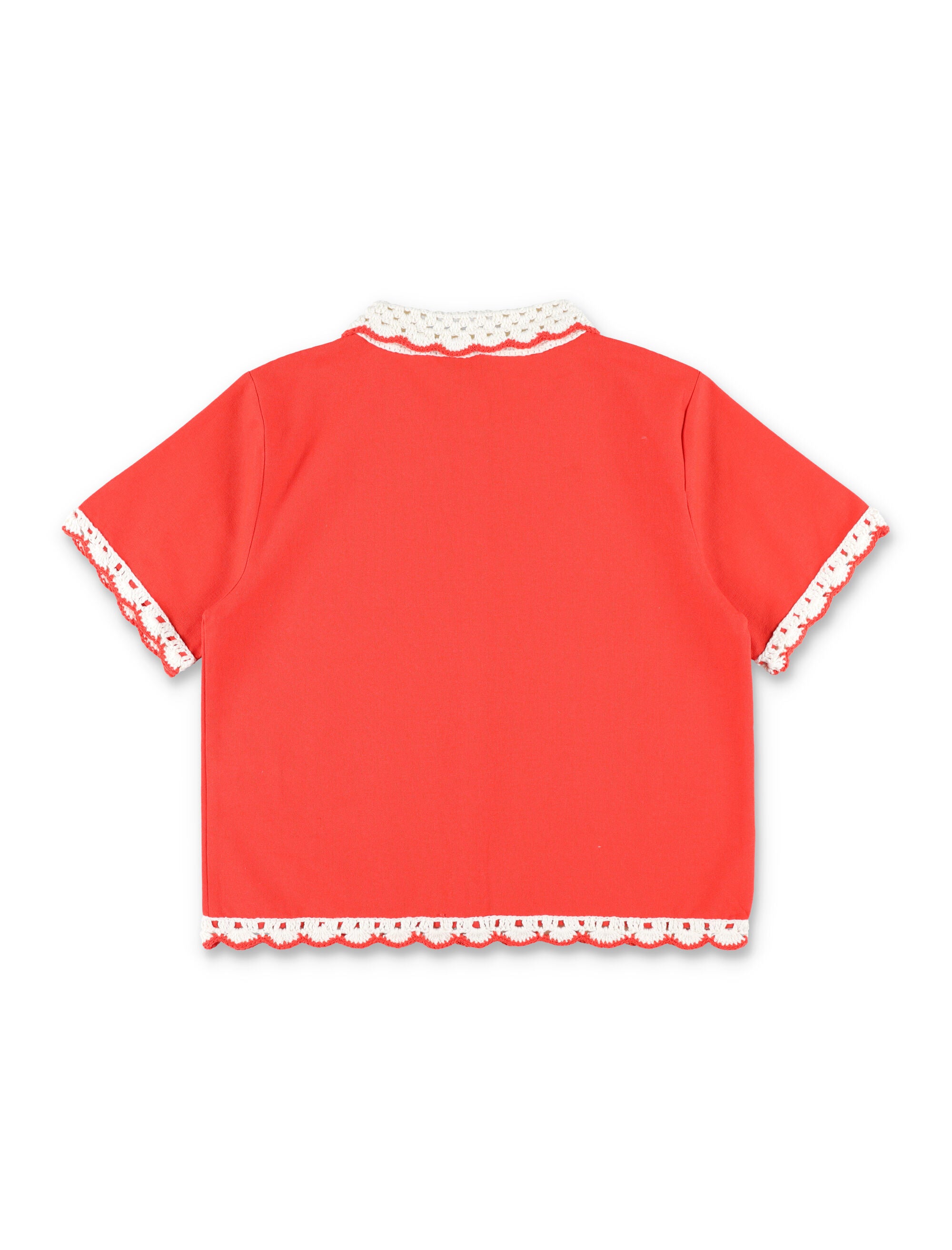 Stella McCartney Kids organic cotton crochet trim top Red Shirt
