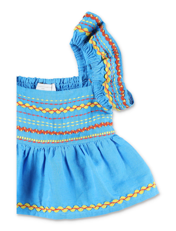 Stella McCartney Kids embroidered linen-cotton top Blue
