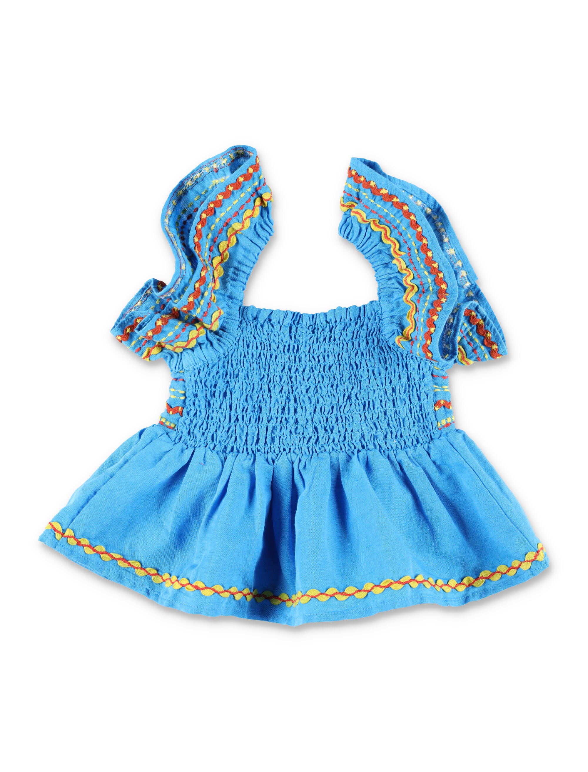 Stella McCartney Kids embroidered linen-cotton top Blue