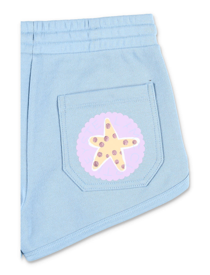 Stella McCartney Kids Star print sweatshorts Light Blue Cotton Short