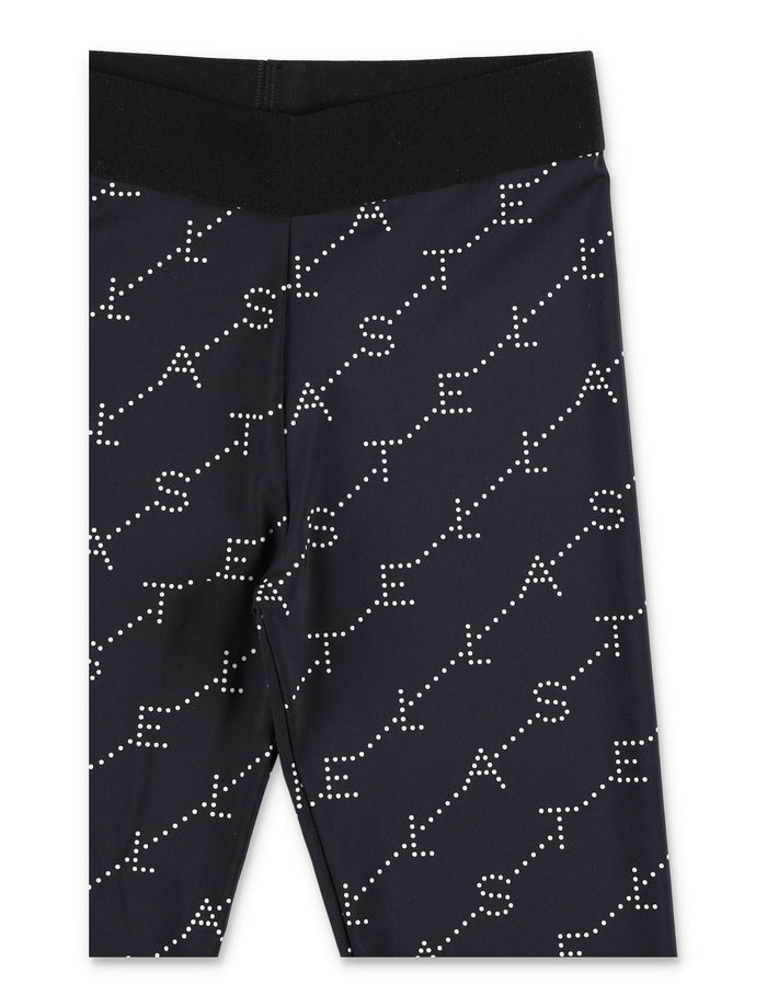 Stella McCartney Kids allover logo print leggings for Black Polyamide