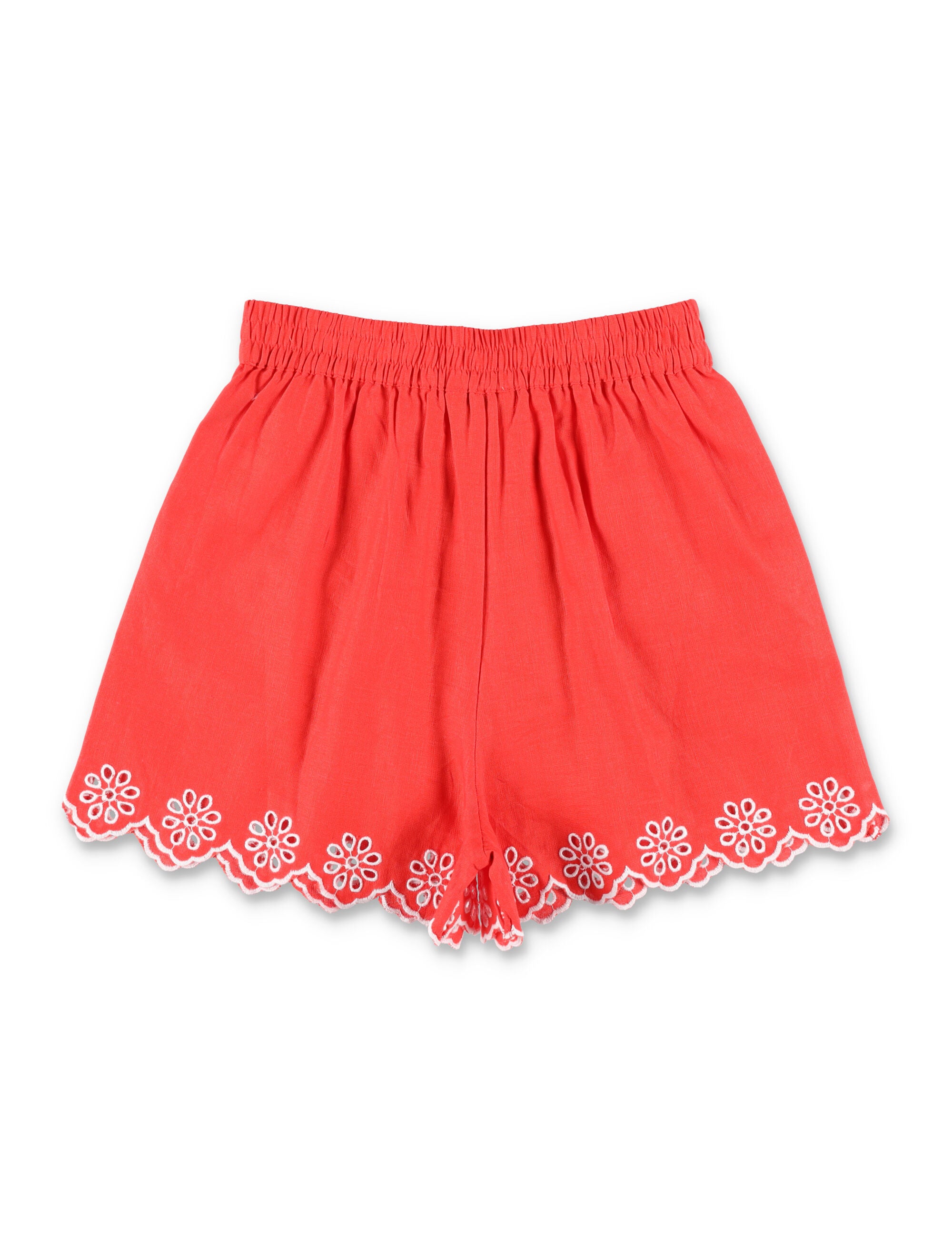 Stella McCartney Kids scalloped hem shorts Red Linen