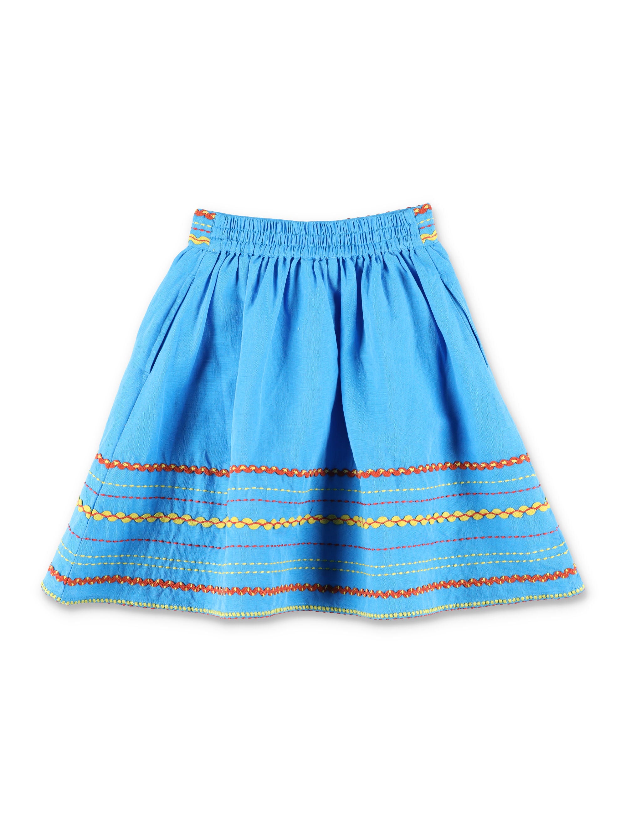Stella McCartney Kids embroidered linen-cotton skirt Blue