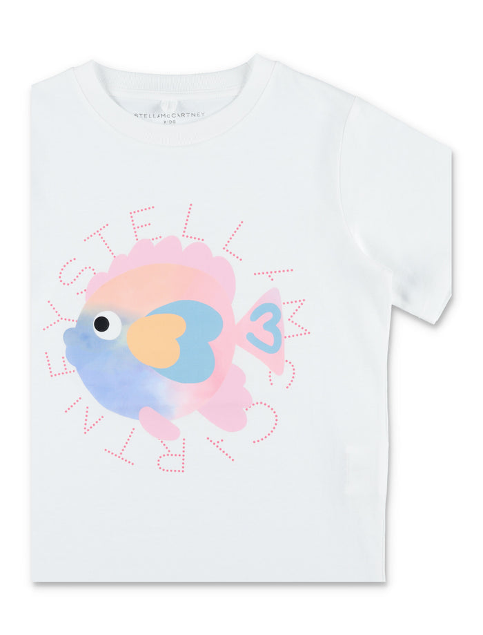 Stella McCartney Kids fish print t-shirt White Cotton