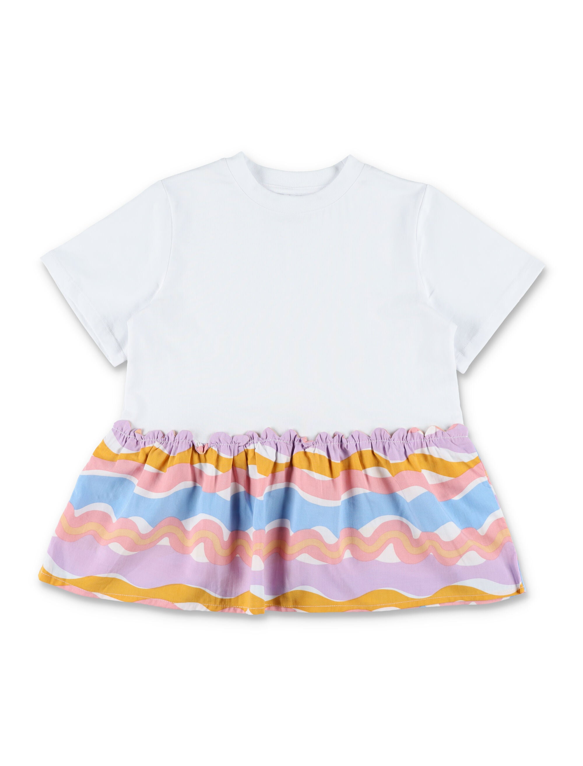 Stella McCartney Kids Zig-Zag t-shirt dress for girls White Cotton Tshirt