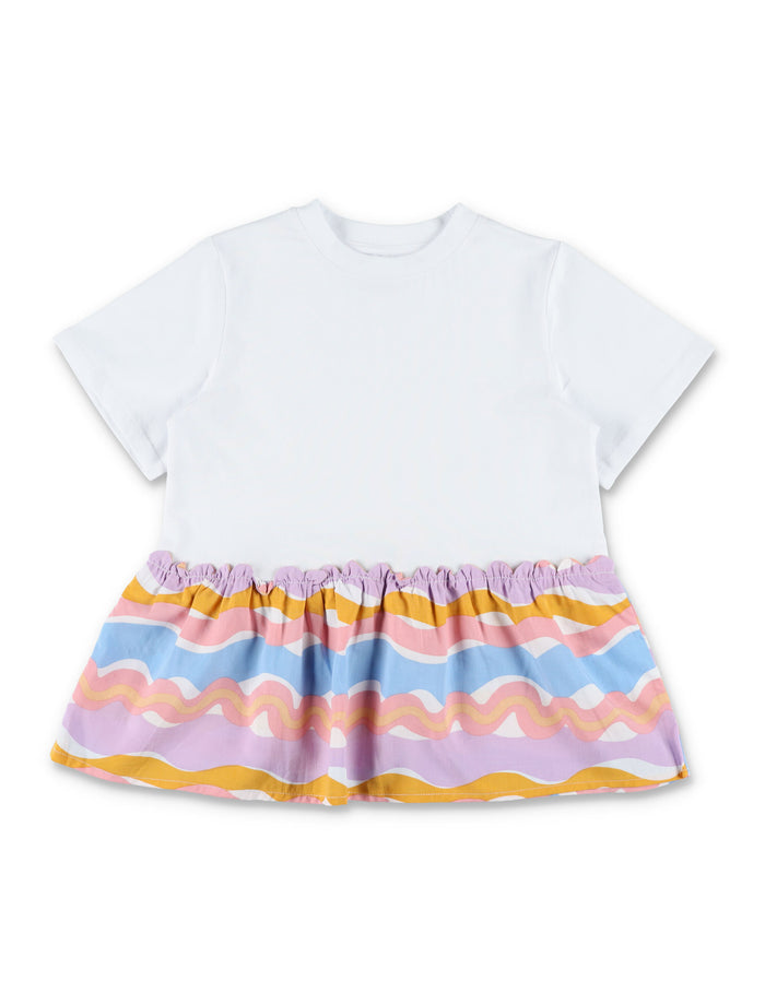 Stella McCartney Kids Zig-Zag t-shirt dress for girls White Cotton Tshirt