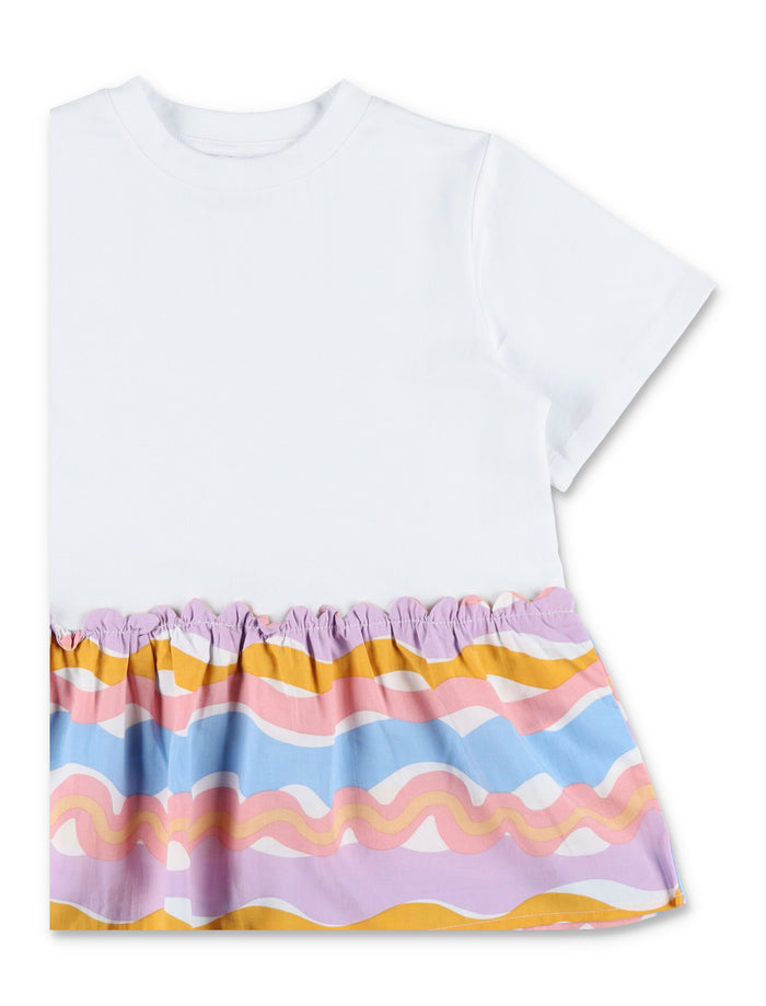Stella McCartney Kids Zig-Zag t-shirt dress for girls White Cotton Tshirt