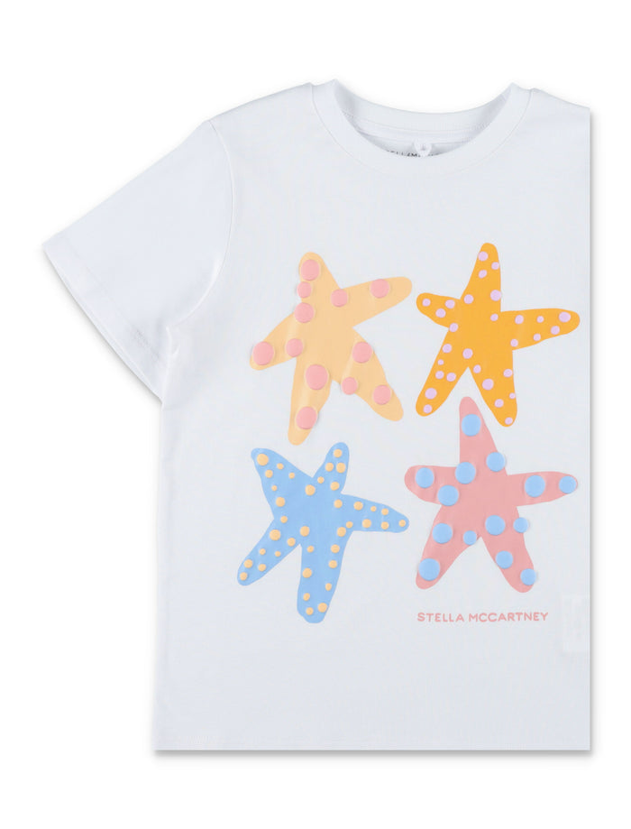 Stella McCartney Kids Starfish graphic T-shirt White Cotton