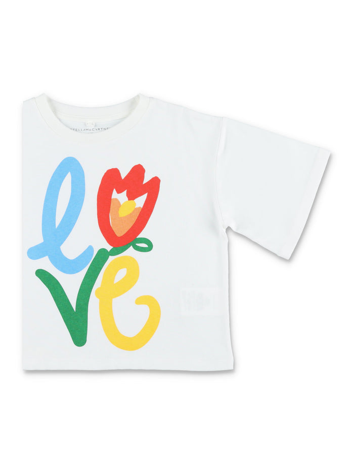 Stella McCartney Kids LOVE graphic T-shirt Ivory Cotton