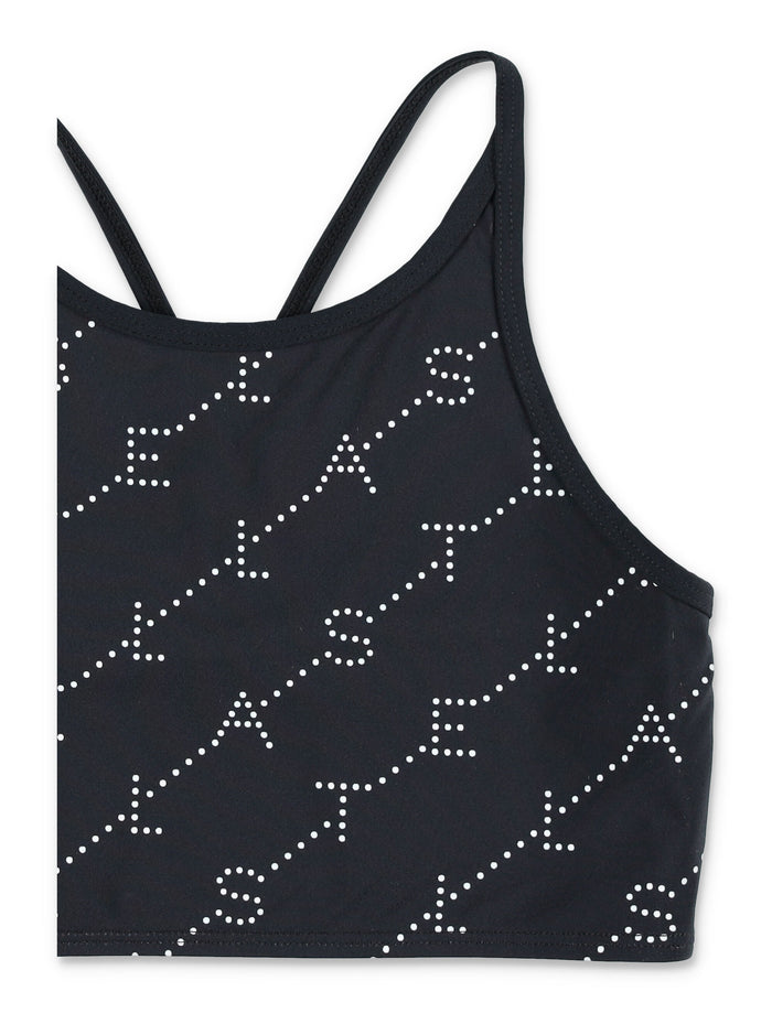 Stella McCartney Kids logo print allover top for Black/white Polyamide