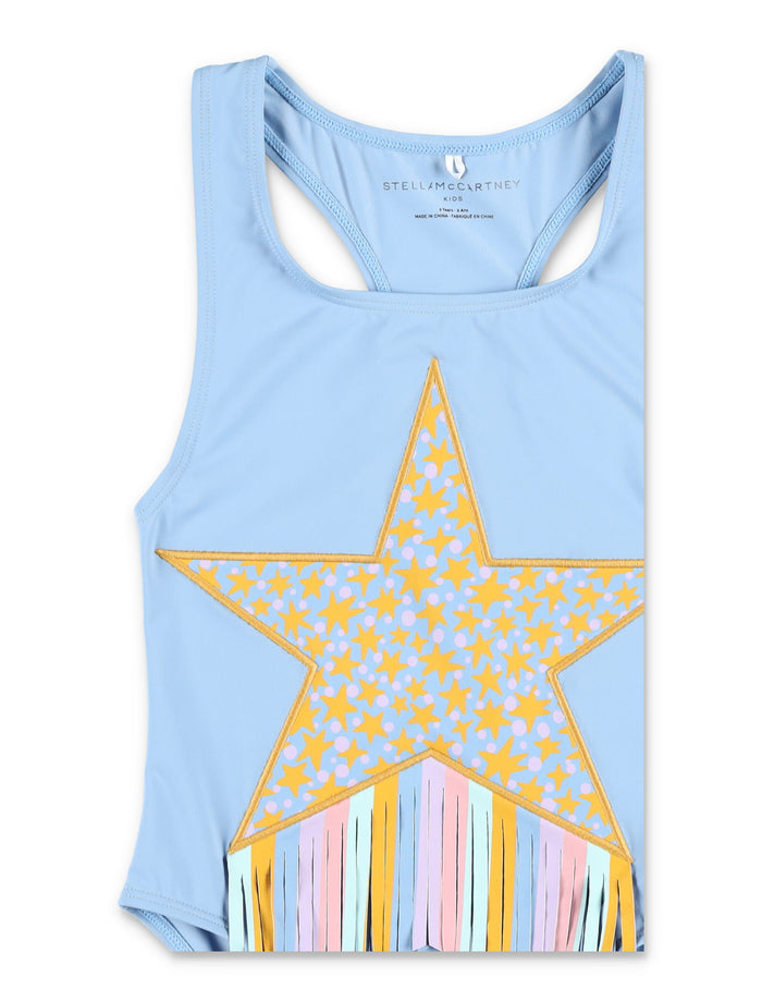 Stella Mccartney Kids Star Graphic Swimsuit For Girls Azure Polyamide Swimwear