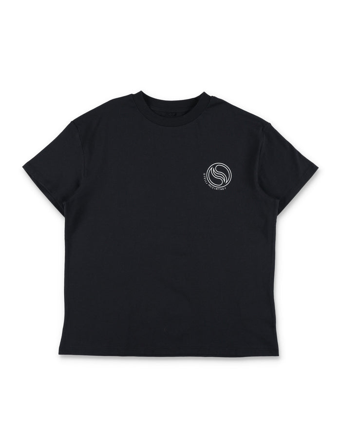 Stella McCartney Kids S-Wawe logo T-shirt Black Cotton
