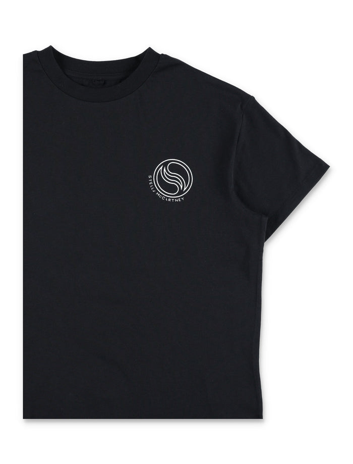 Stella McCartney Kids S-Wawe logo T-shirt Black Cotton