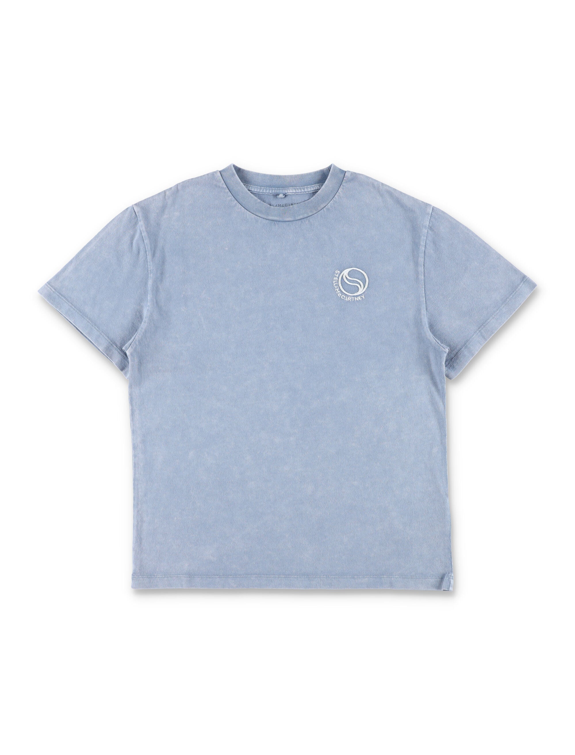 Stella McCartney Kids S-Wave logo T-shirt Blue Cotton