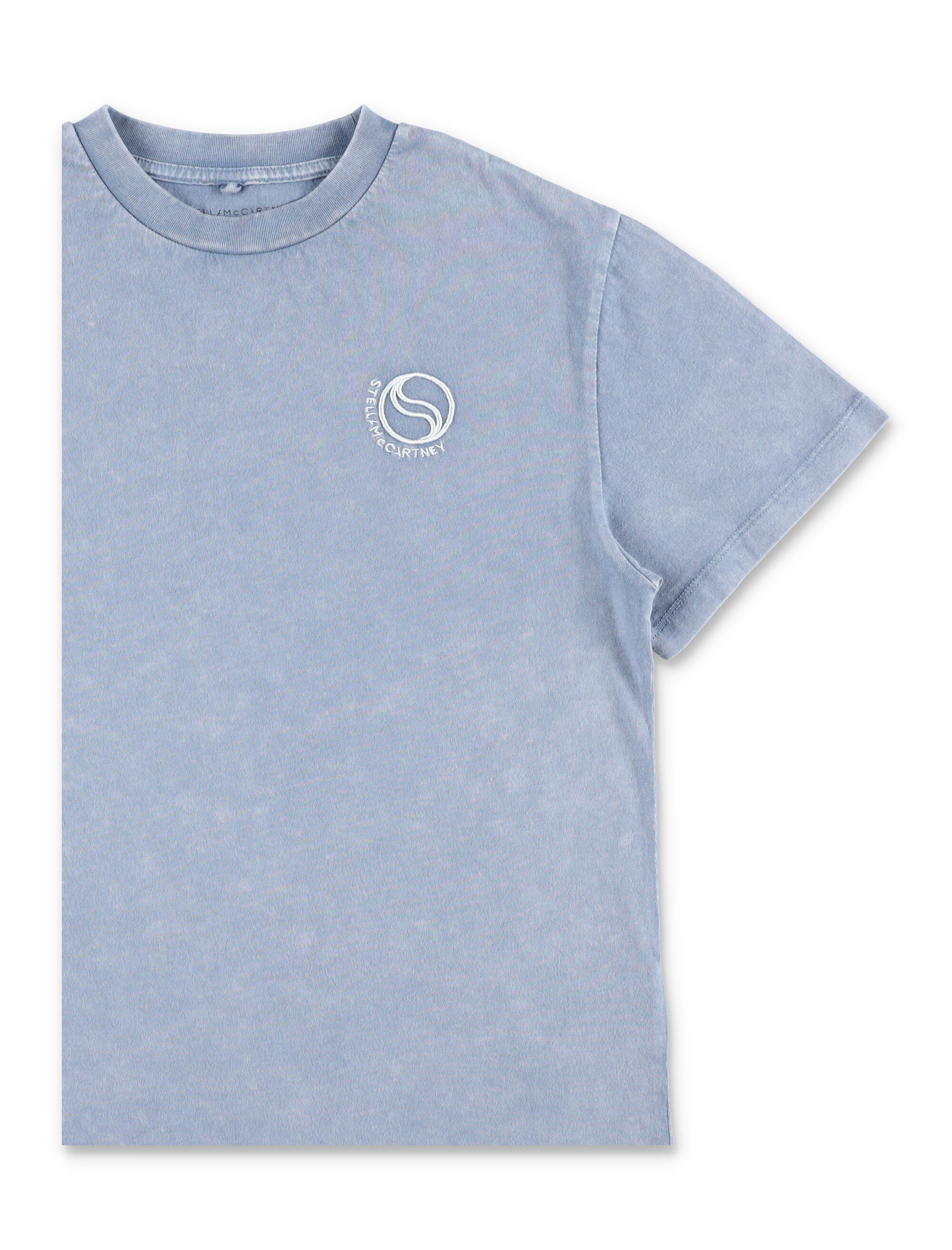 Stella McCartney Kids S-Wave logo T-shirt Blue Cotton