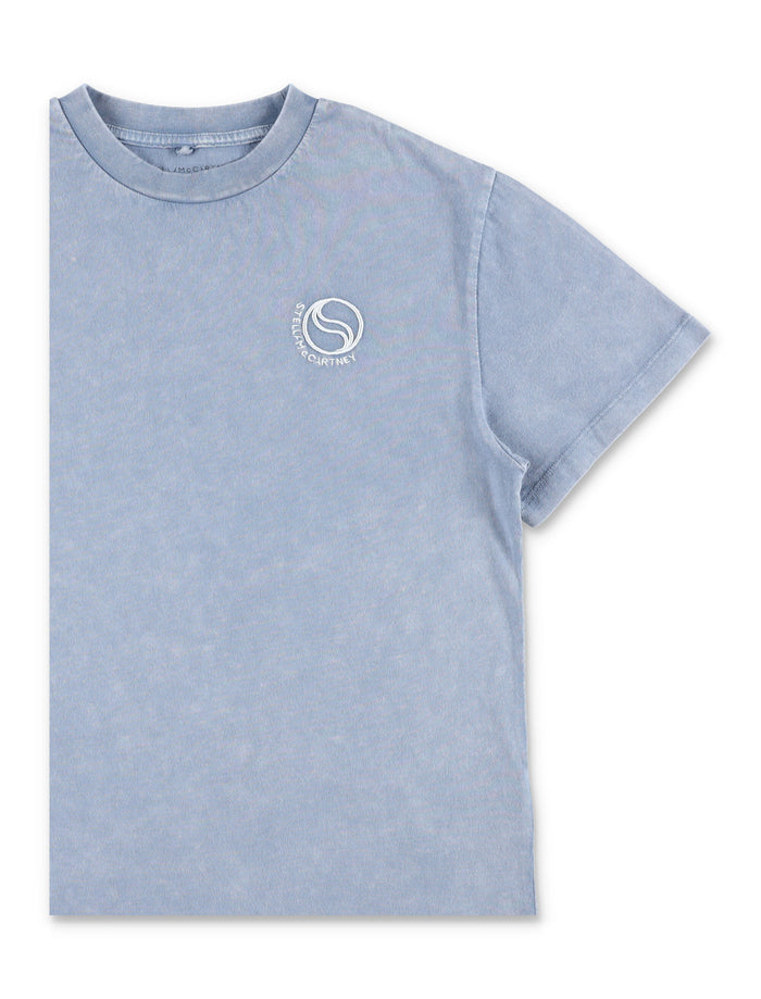 Stella McCartney Kids S-Wave logo T-shirt Blue Cotton