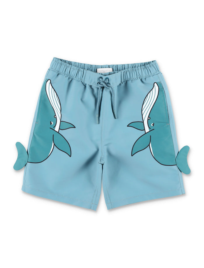 Stella McCartney Kids whale print beach shorts for Air Force Blue Polyester