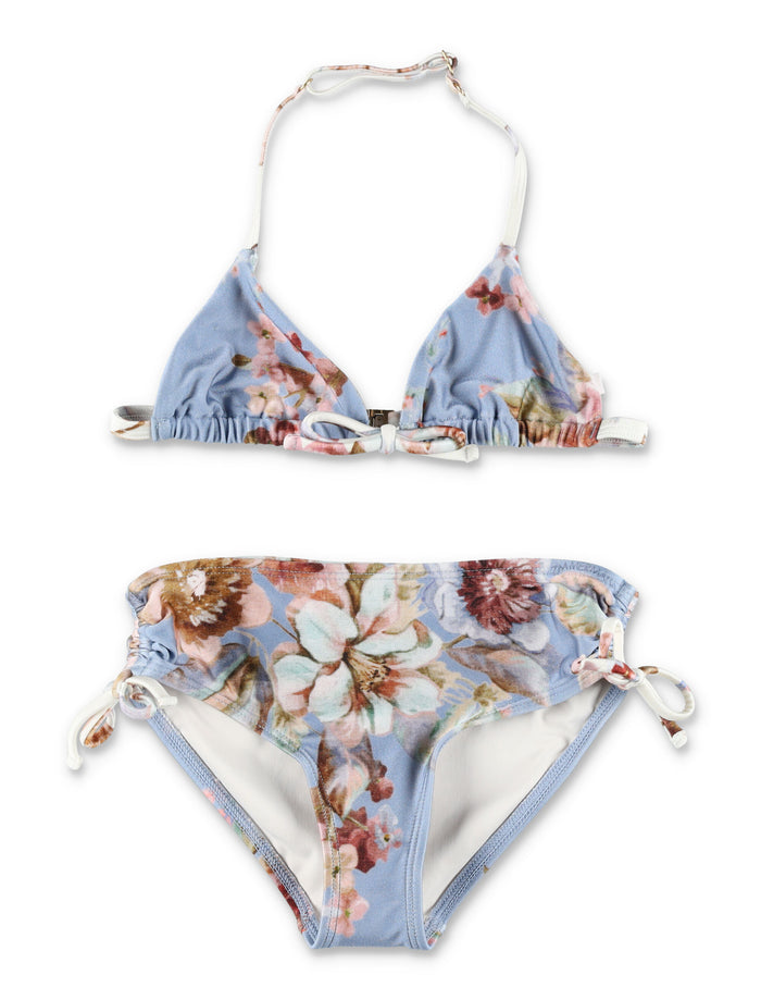 Zimmermann Awaken Kids triangle bikini Denim Floral Polyamide