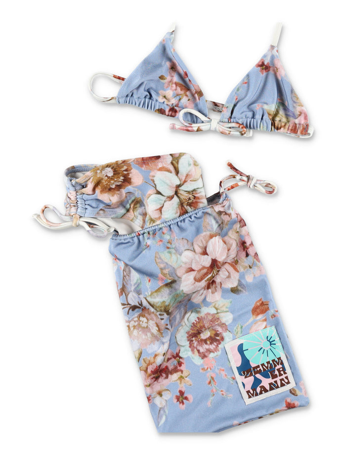 Zimmermann Awaken Kids triangle bikini Denim Floral Polyamide
