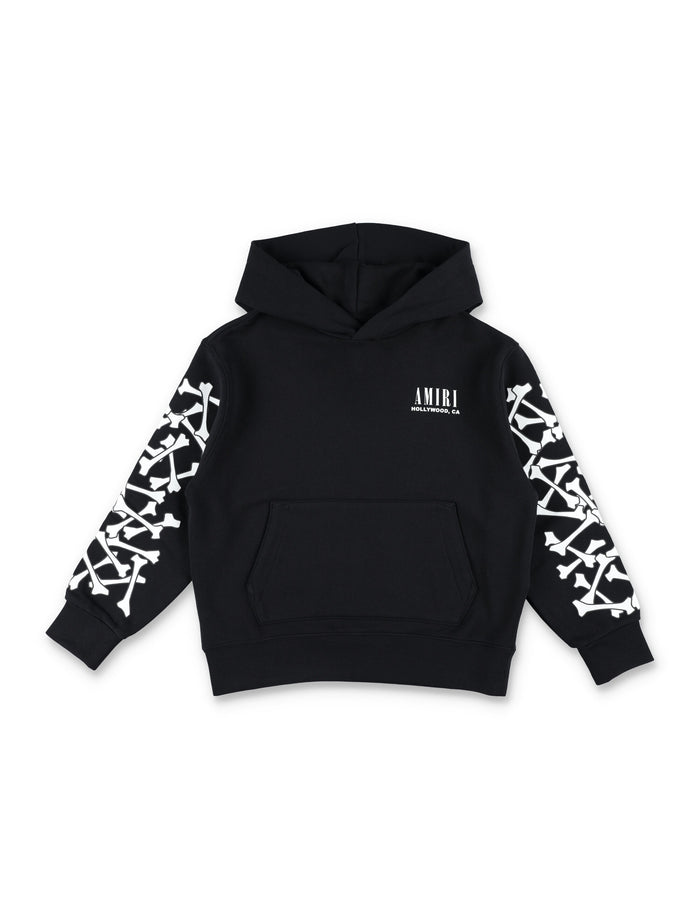 Amiri Bones Cotton Kids Hoodie Black Sweatshirt